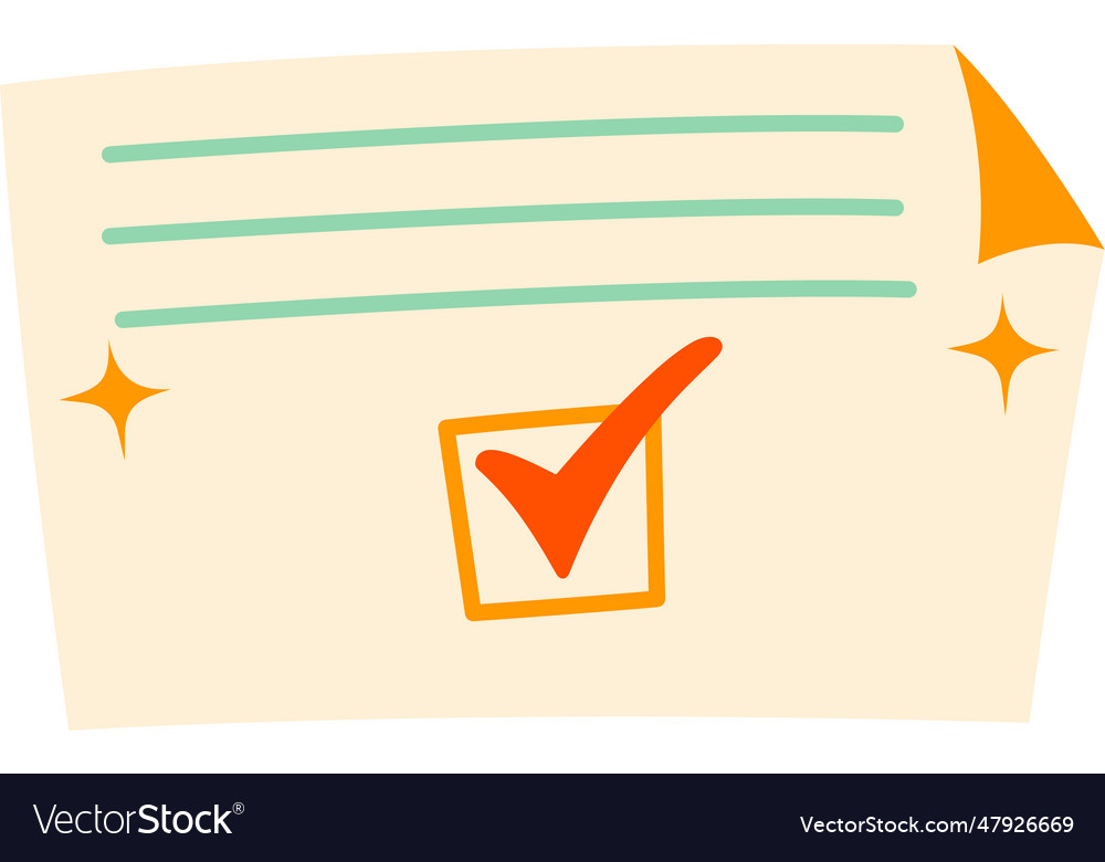 Paper with check mark