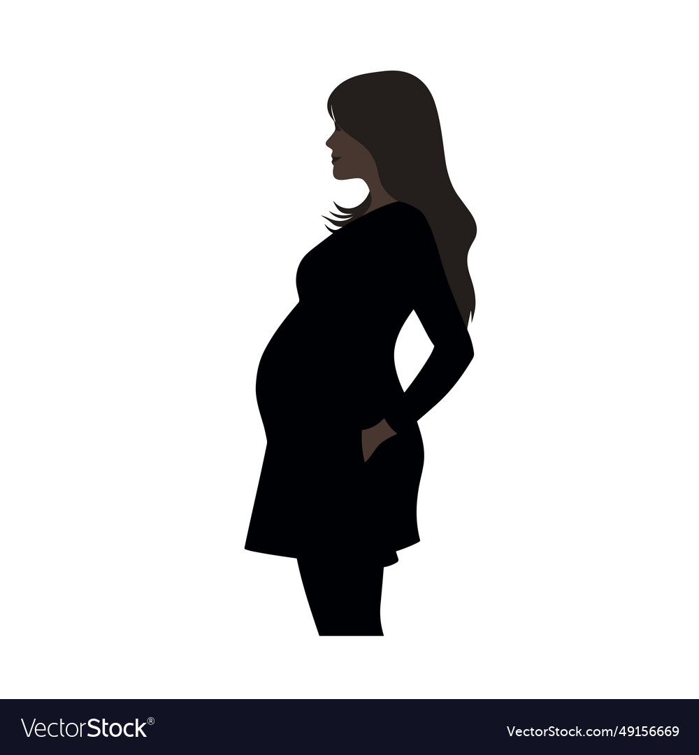 Pregnant Woman Black Icon On White Background Vector Image