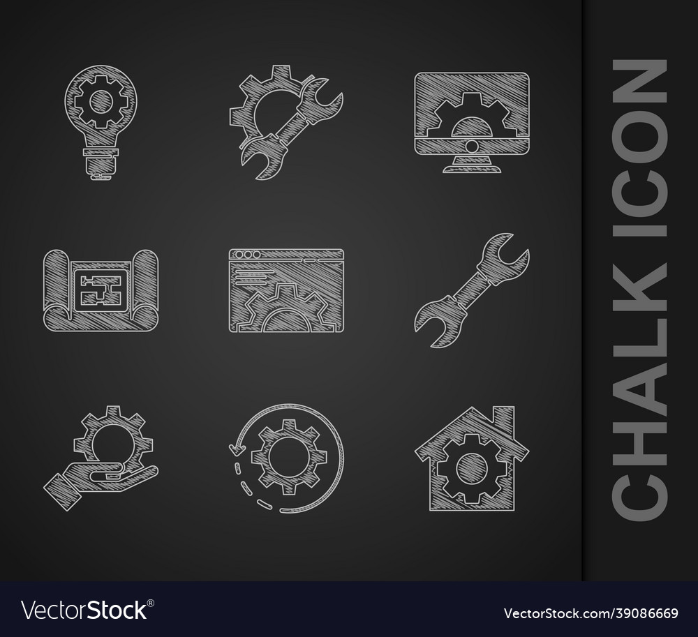 Set browser setting gear and arrows as workflow vector image Set browser setting gear and arrows as workflow