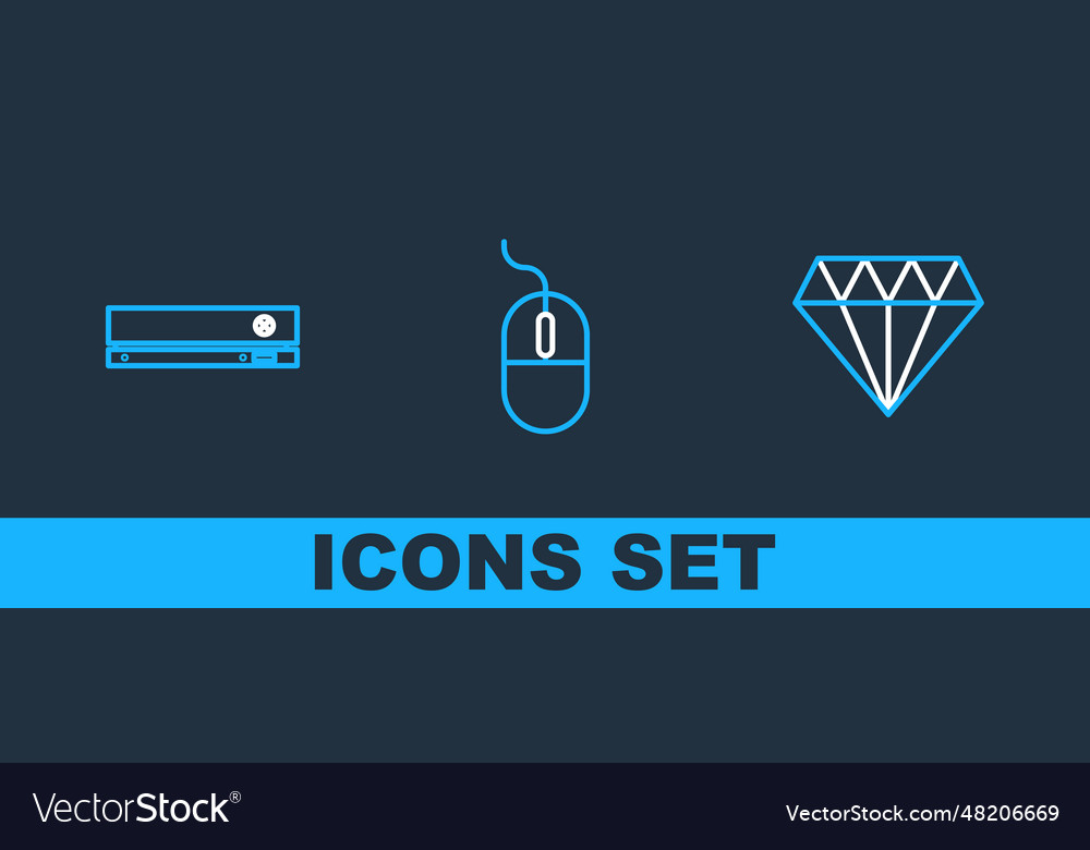 Set line diamond video game console and computer Vector Image Set line diamond video game console and computer