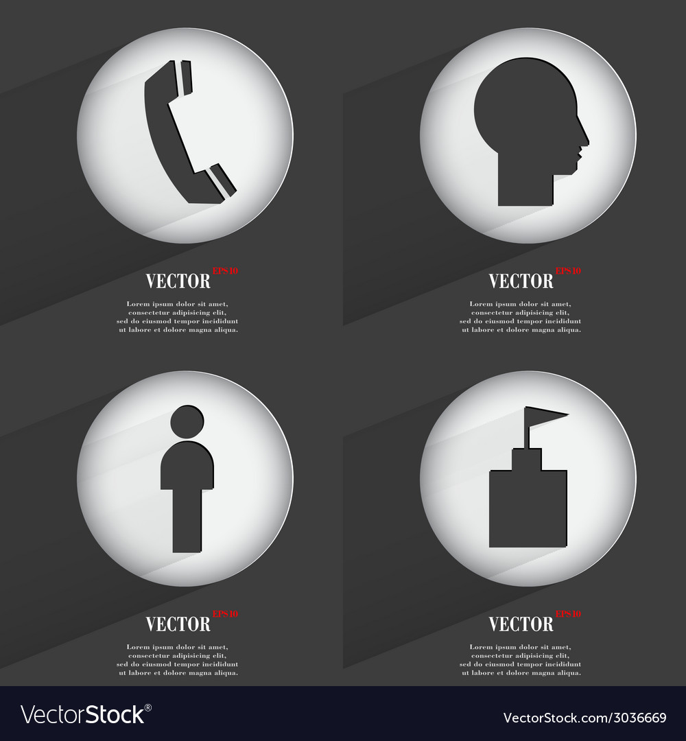 Set of trendy buttons icons with long shadow