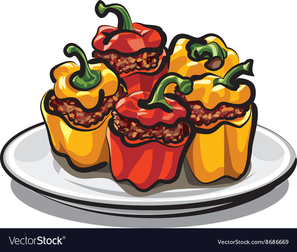 Stuffed bell peppers Royalty Free Vector Image