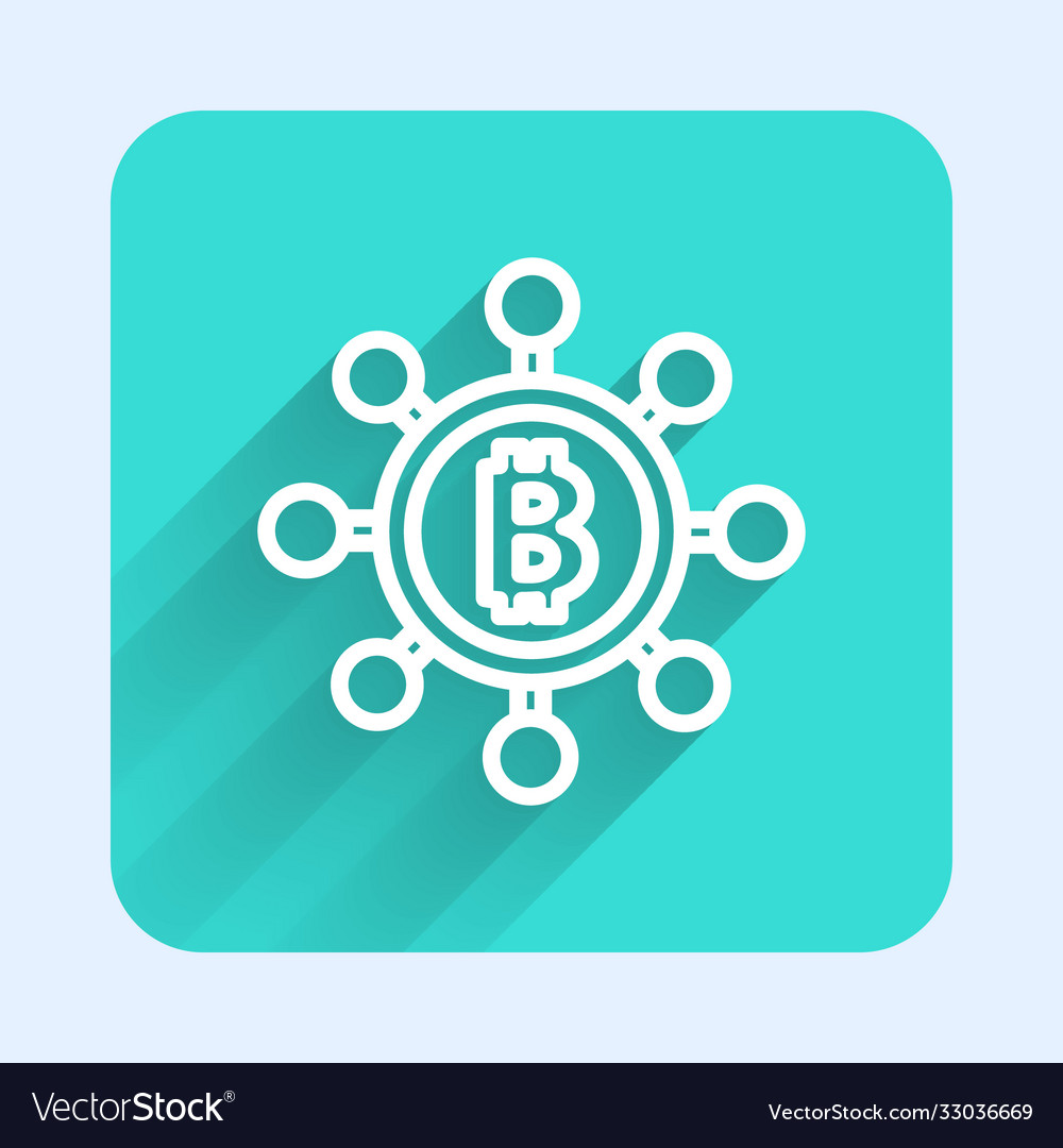 White line blockchain technology bitcoin icon vector image White line blockchain technology bitcoin icon