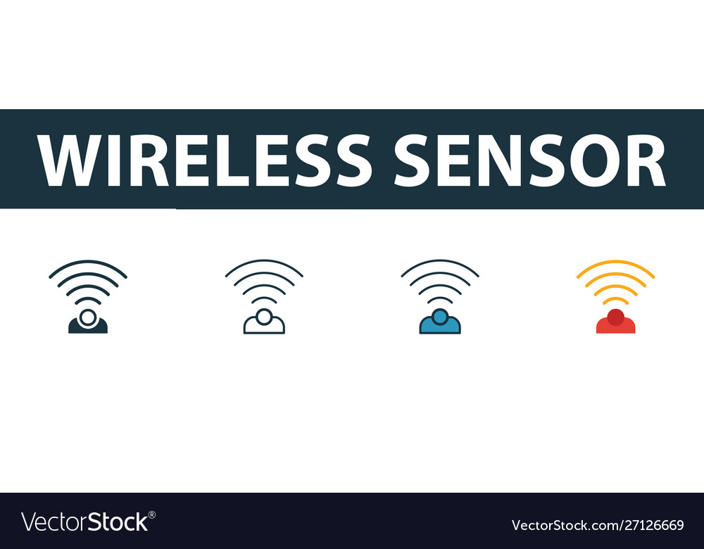 Wireless Sensor Icon Set - Four Styles
