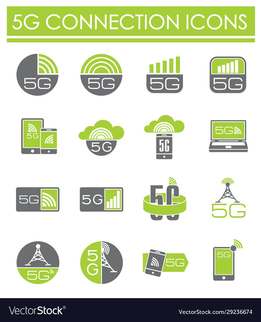 5g verwandte Symbole auf Hintergrund für Grafik gesetzt