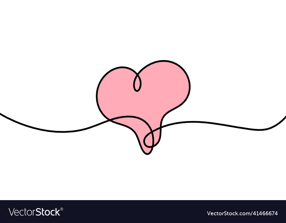Abstract color hearts as continuous line drawing
