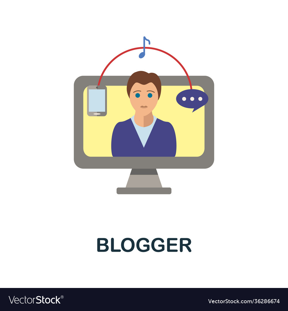 Blogger flat icon color simple element from Vector Image Blogger flat icon color simple element from