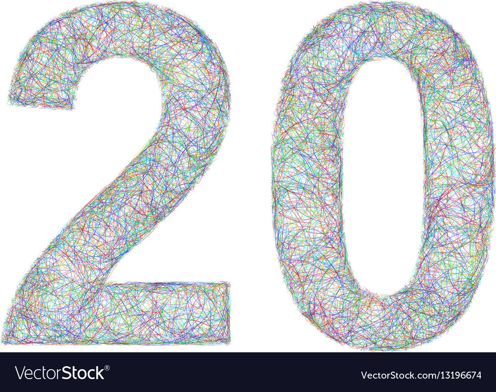 Colorful sketch anniversary design - number 20 Vector Image