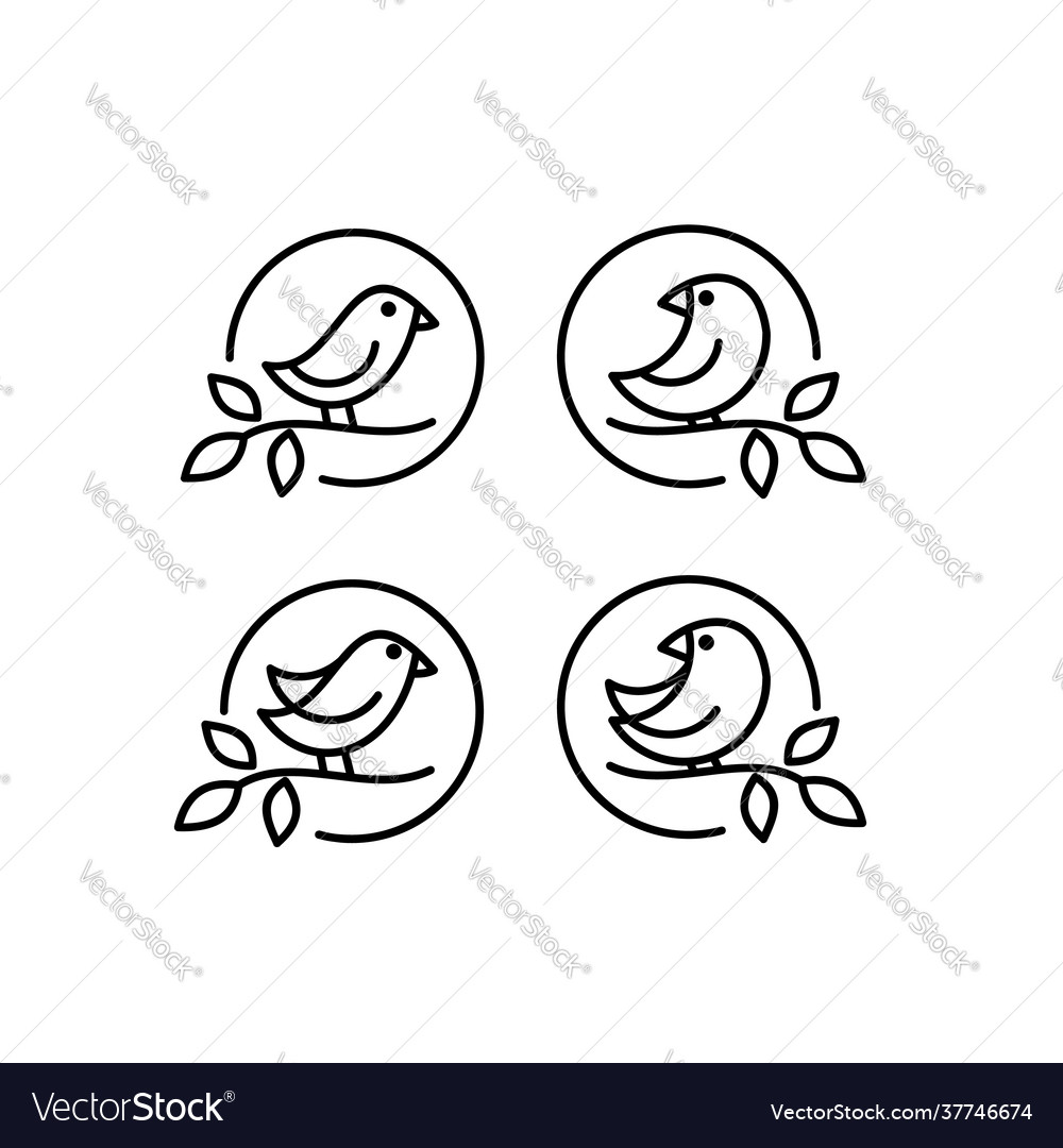 Cute bird line simple logo design