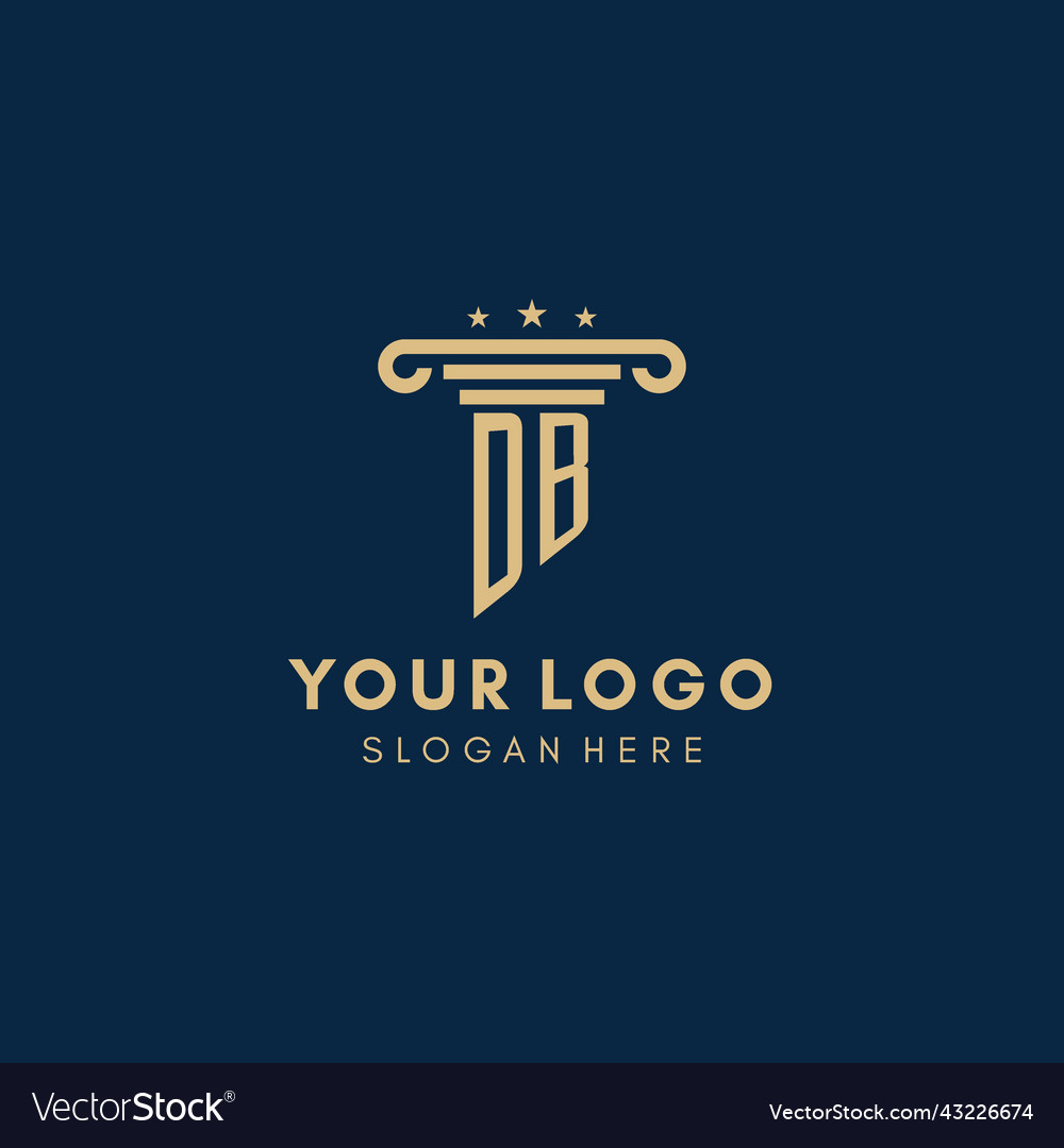 Db monogram initial logo with pillar and stars