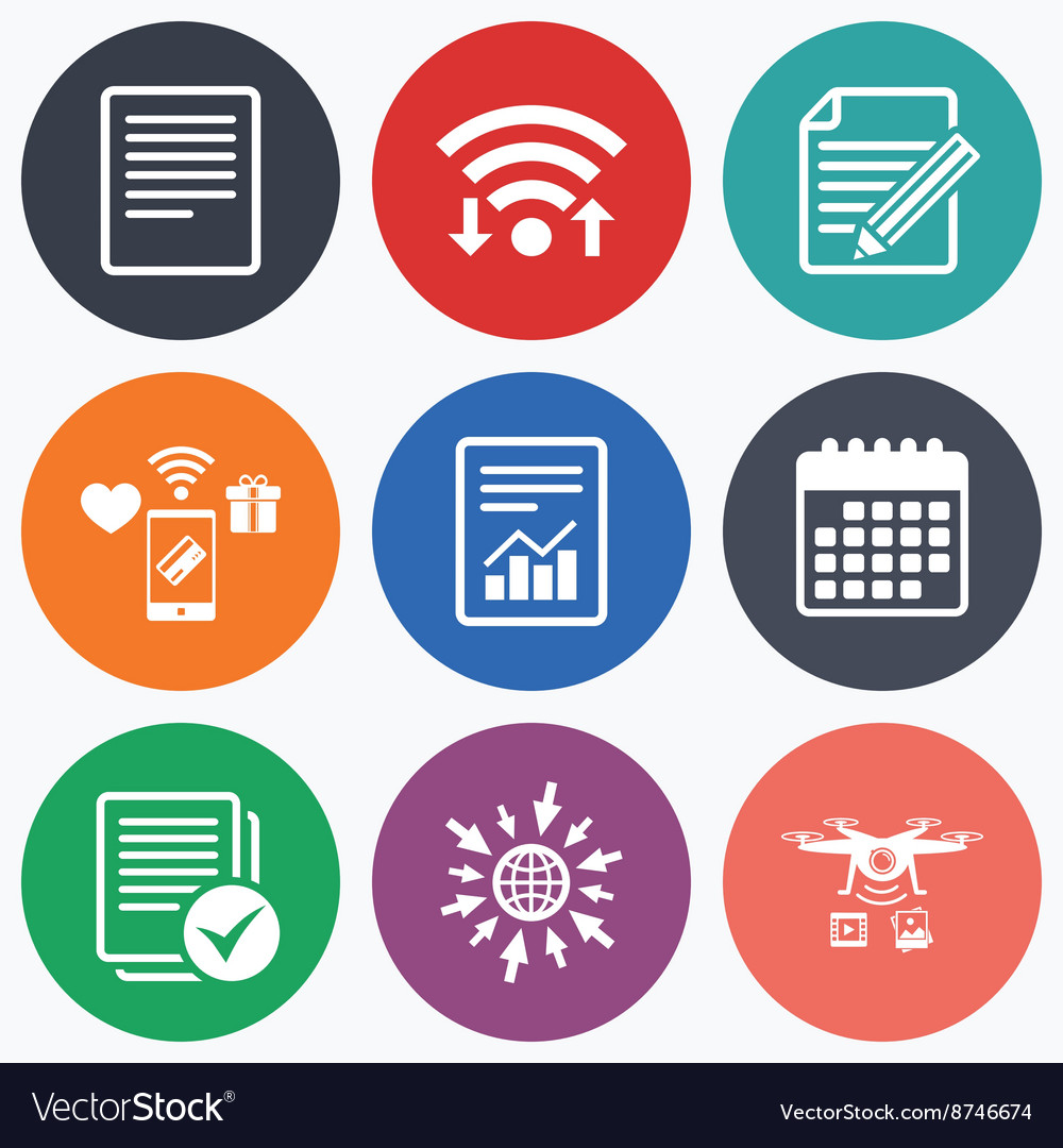 Document icons file with chart and checkbox