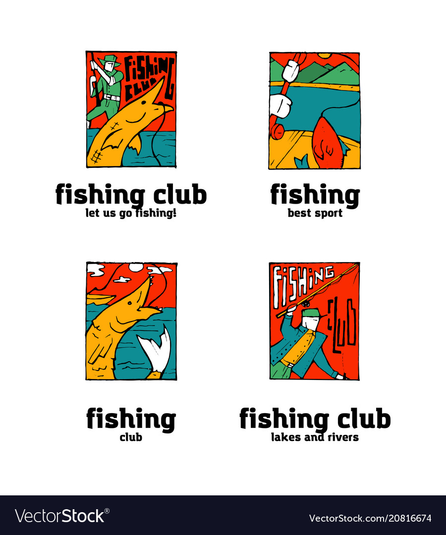 Fishing club logo set