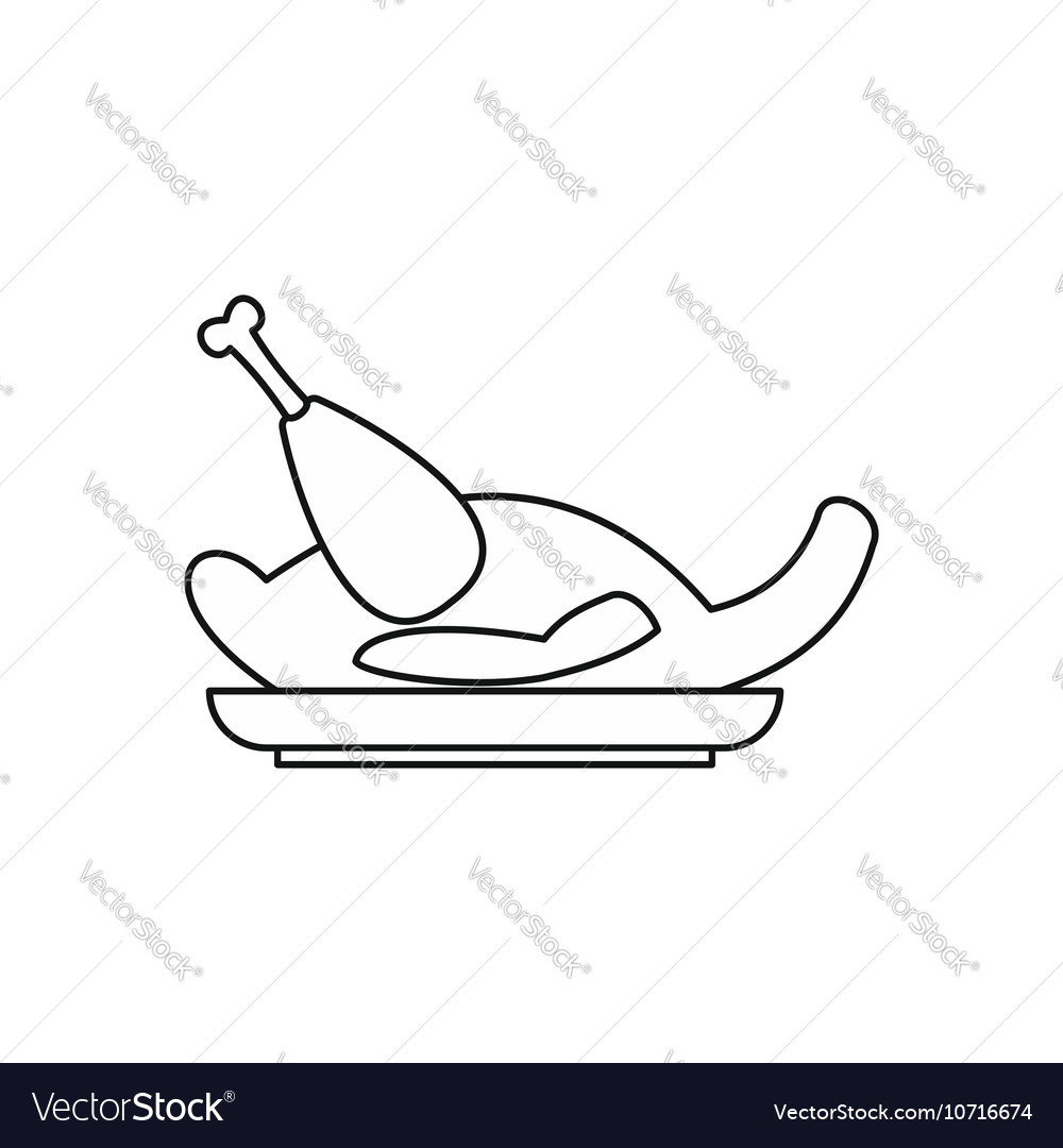 Fried chicken icon outline style Royalty Free Vector Image