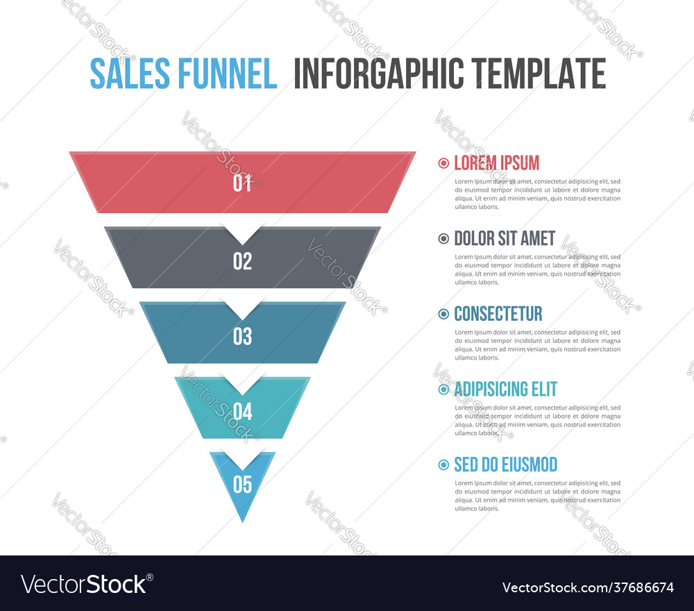 Funnel diagram template Royalty Free Vector Image