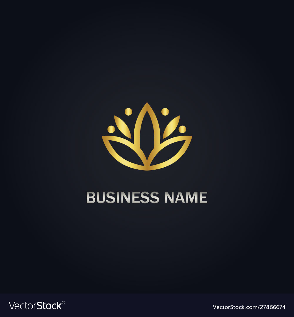 Lotus flower sign gold logo Royalty Free Vector Image