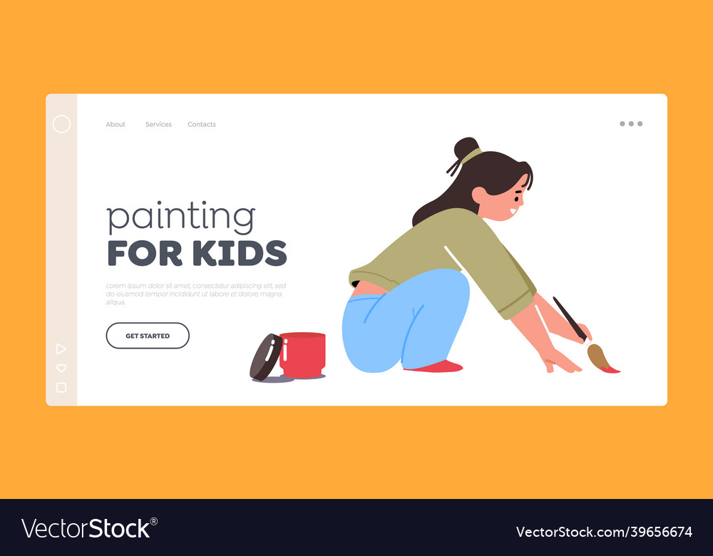 Painting for kids landing page template squatting Vector Image