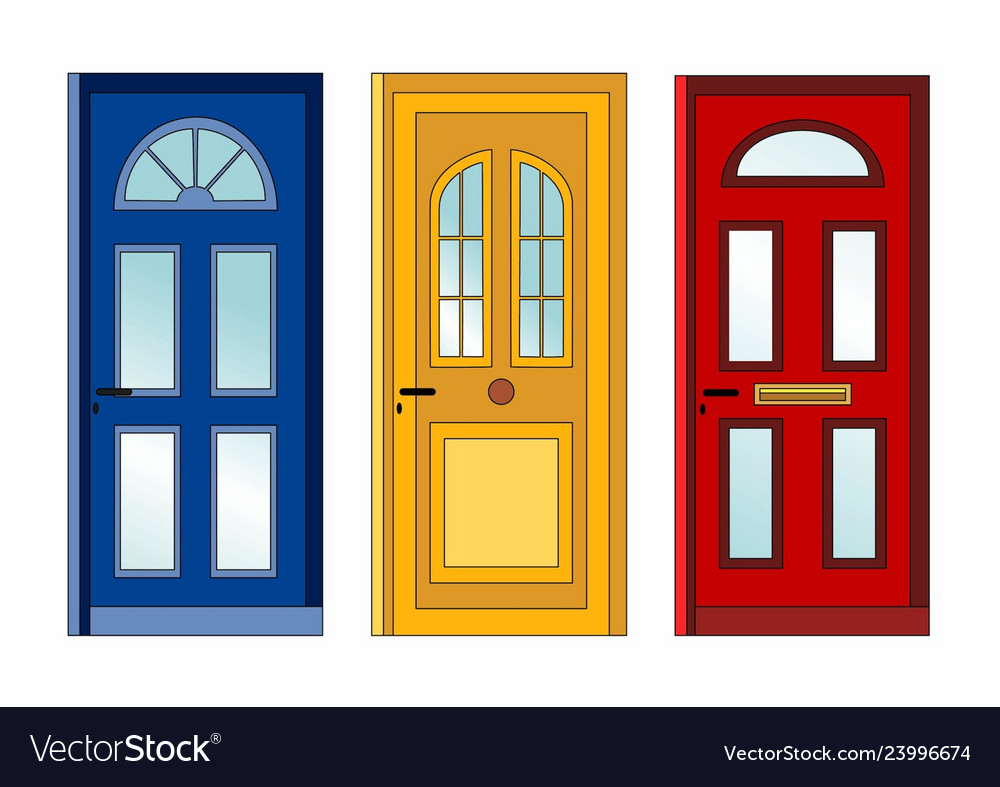 Red yellow blue doors Royalty Free Vector Image