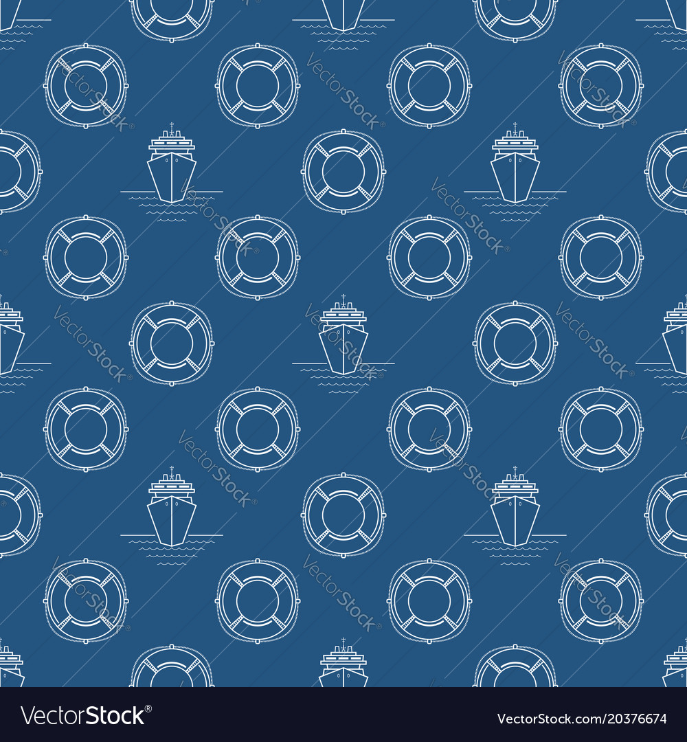 Seamless blue maritime pattern