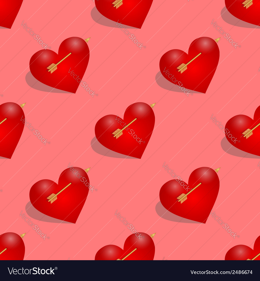 Seamless pattern of hearts with arrow