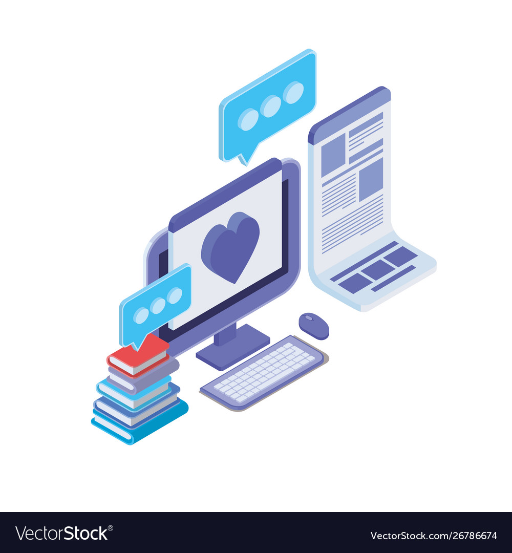 Set icons with desktop computer screen Vector Image Set icons with desktop computer screen
