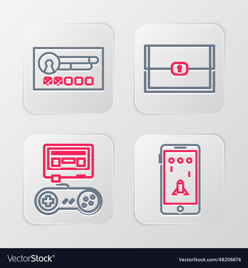 Set line mobile and playing in game console Vector Image Set line mobile and playing in game console