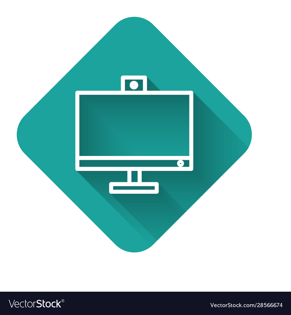 White line computer monitor icon isolated Vector Image White line computer monitor icon isolated