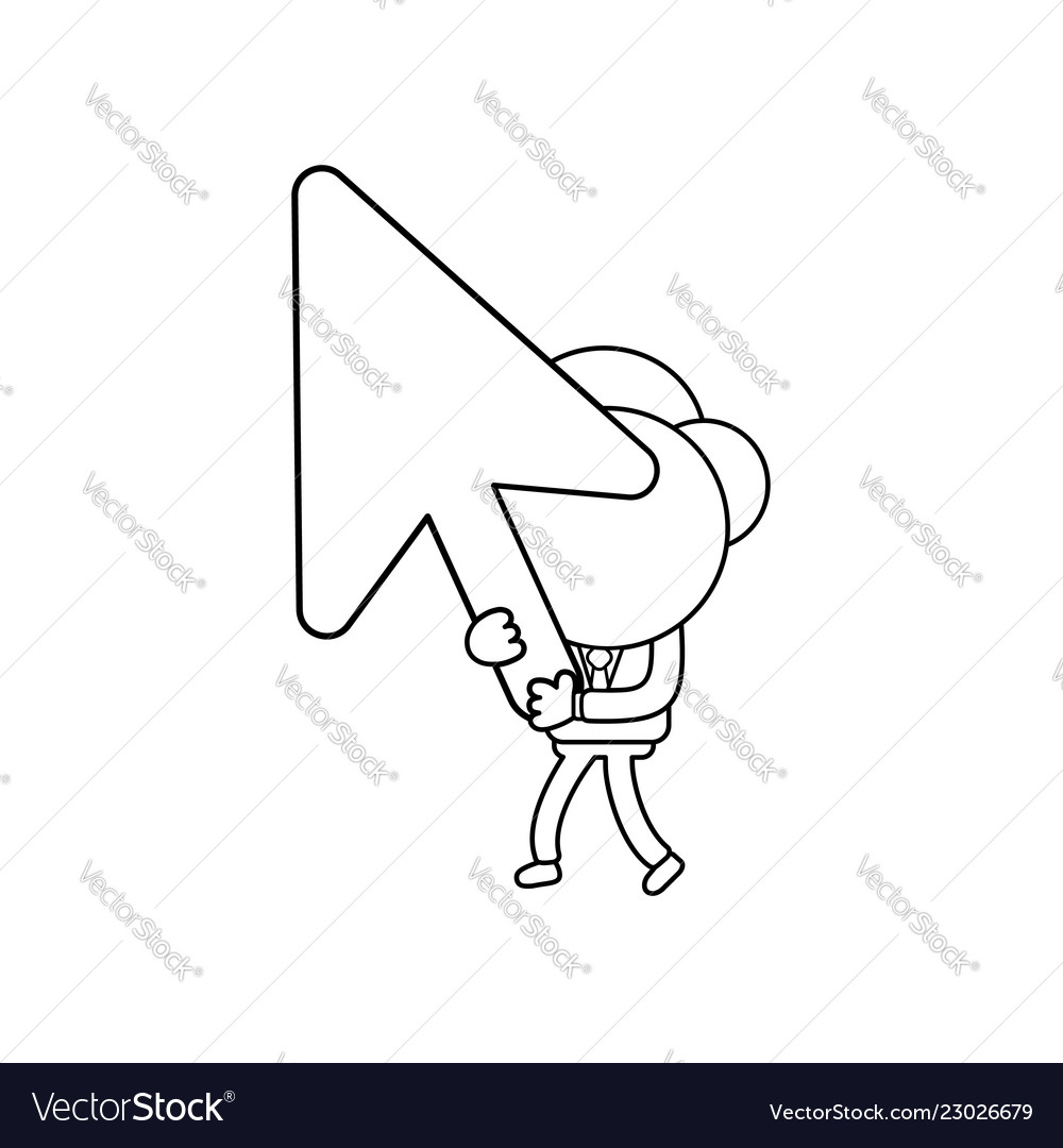 Businessman character walking and holding mouse vector image Businessman character walking and holding mouse