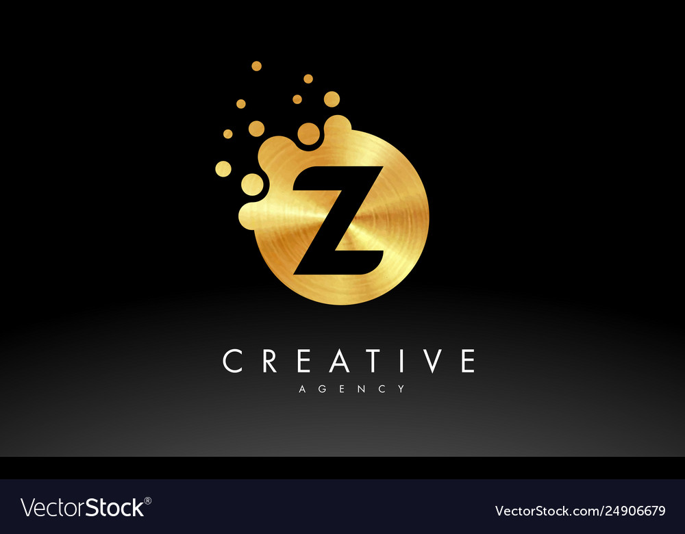 Golden metal letter z logo design