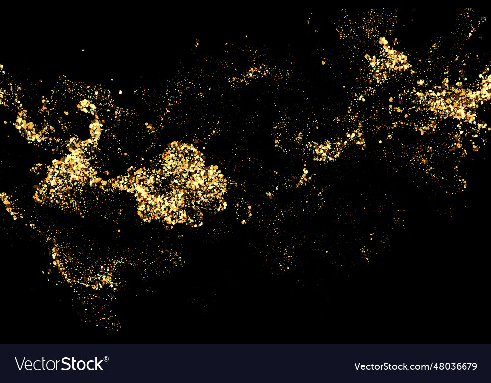 Golden sequins sparkle gold dust on a black Vector Image