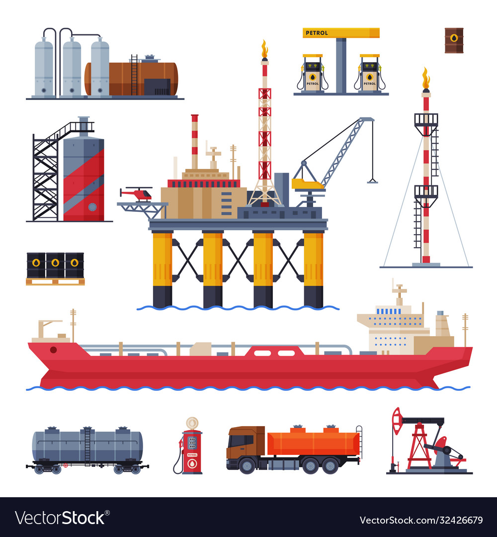 Oil and gas production processing Royalty Free Vector Image