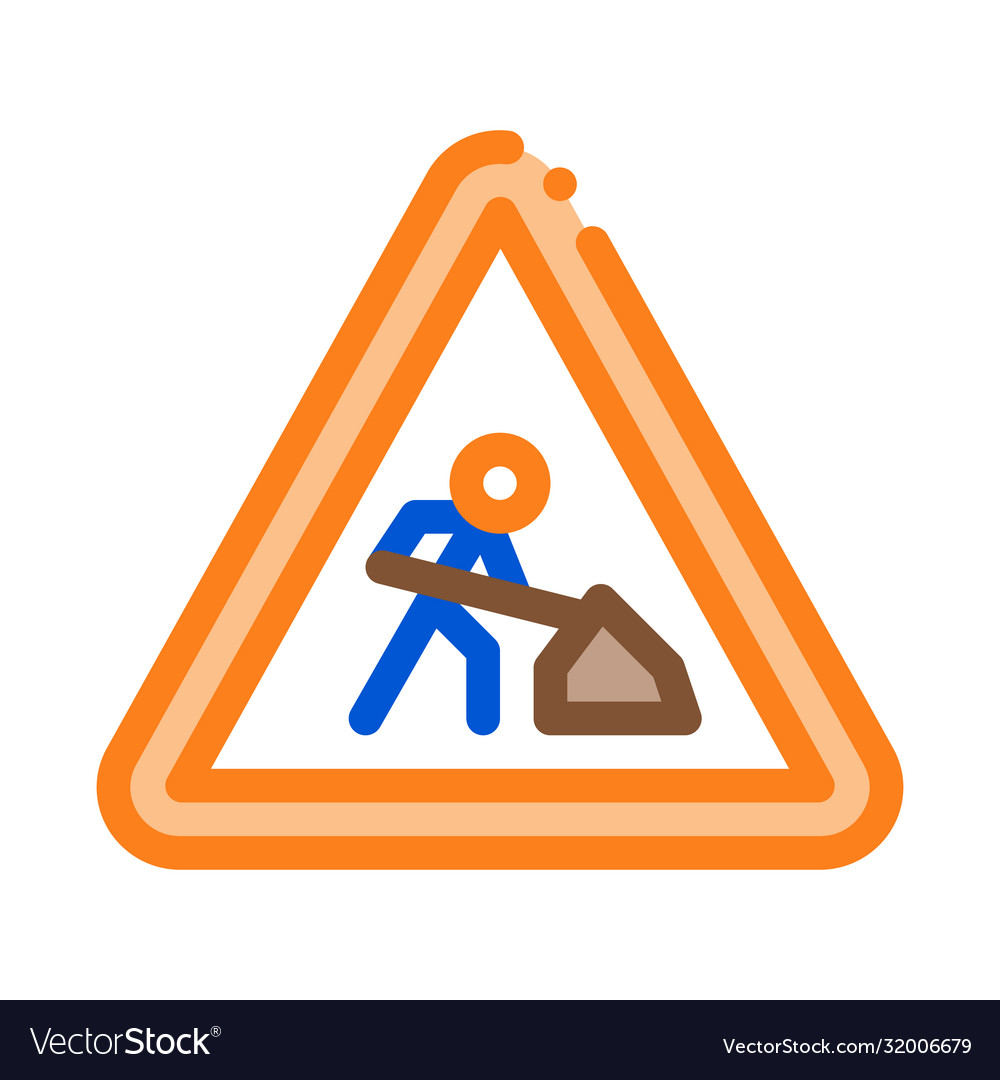 Road repair mark icon outline