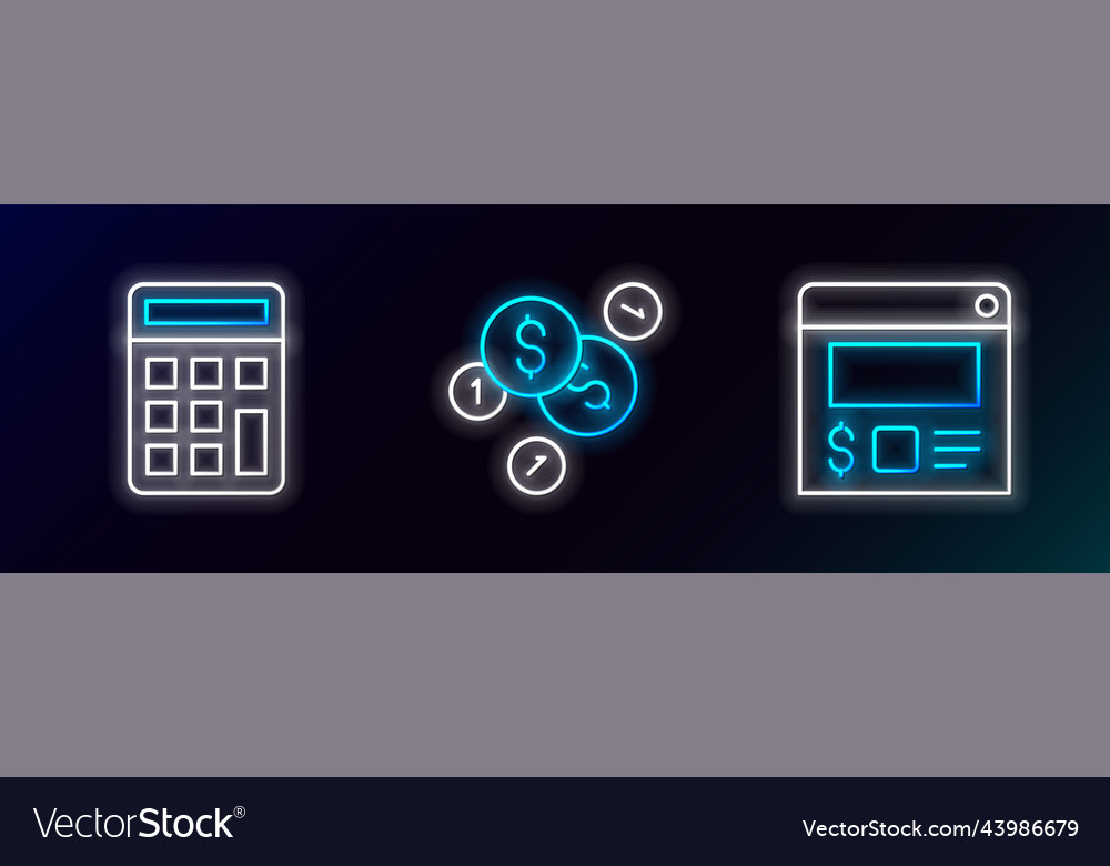 Set line online ordering and delivery calculator Vector Image Set line online ordering and delivery calculator