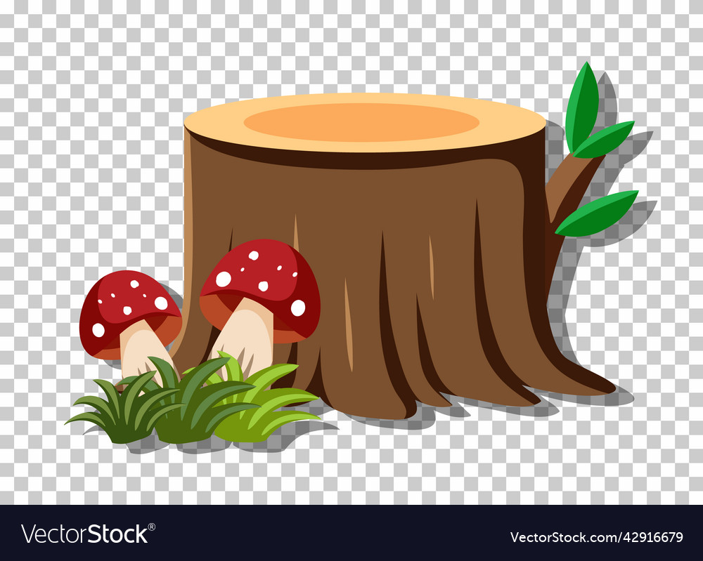 Tree stump isolated on grid background