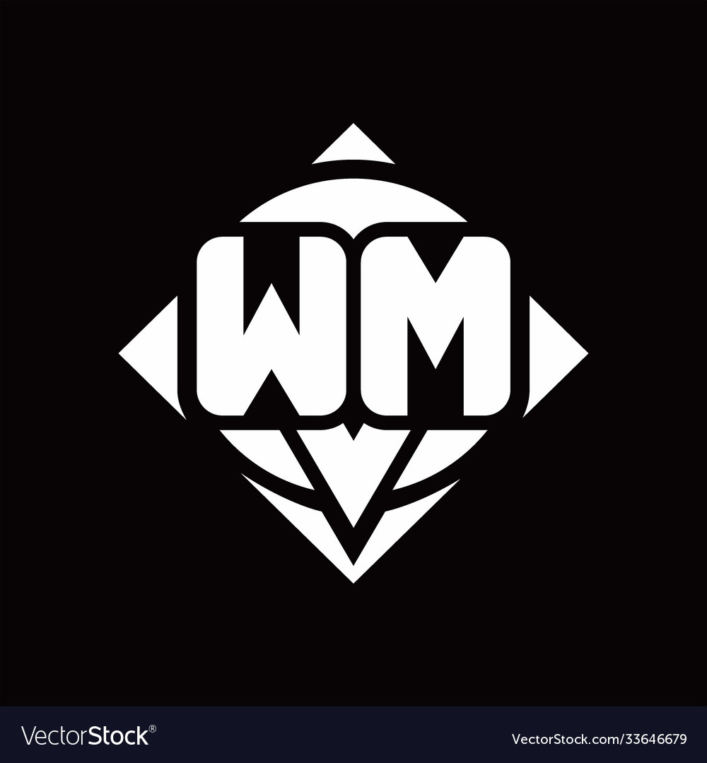 Wm logo monogram with circle shape and square Vector Image Wm logo monogram with circle shape and square
