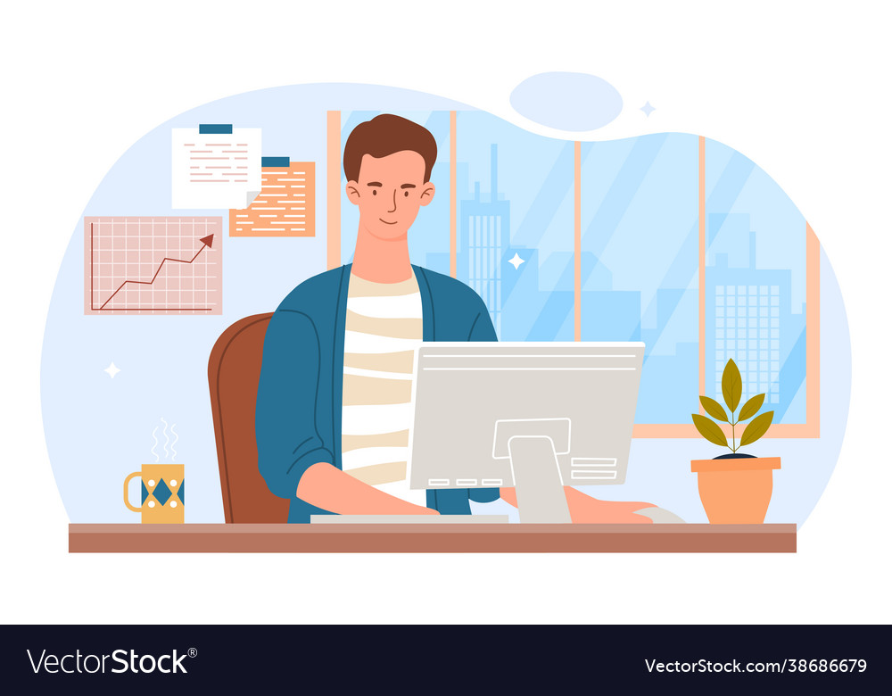 Working in office concept Royalty Free Vector Image