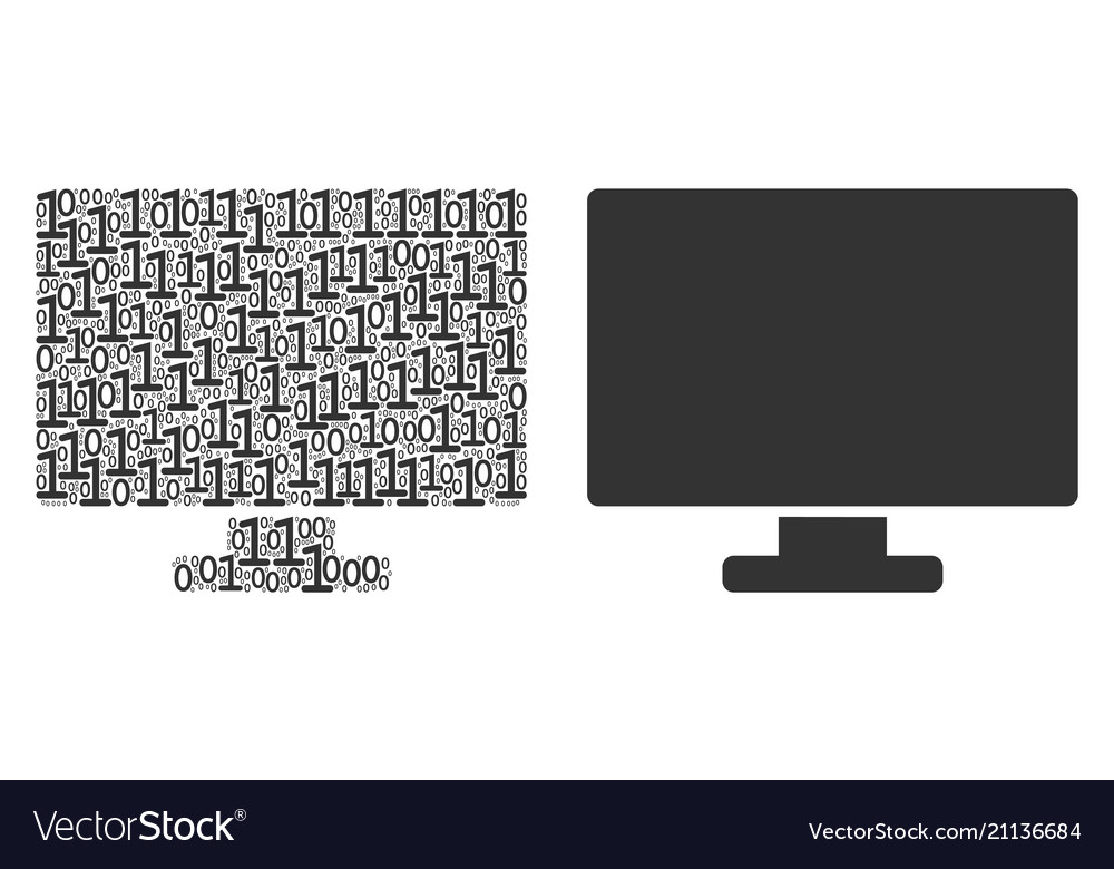 Computer-Anzeige Collage von binären Ziffern