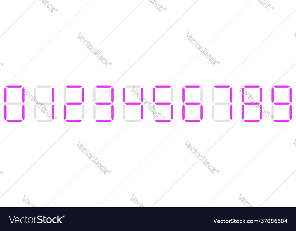 Digital display digits numbers numberals vector image Digital display digits numbers numberals