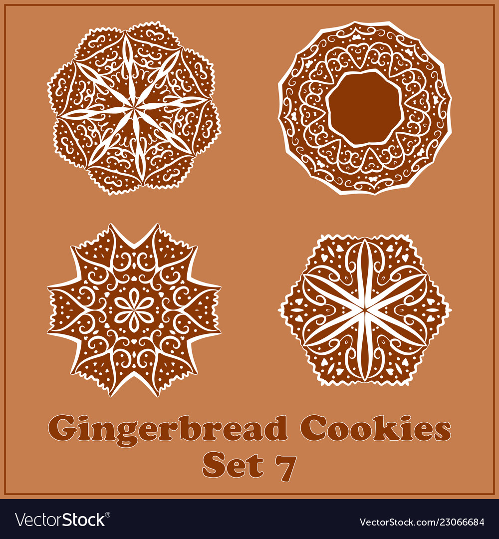 Gingerbread snowflakes cookies set merry