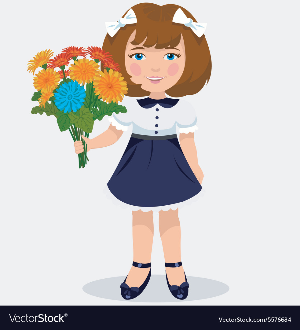 Girl with a bouquet of flowers Royalty Free Vector Image