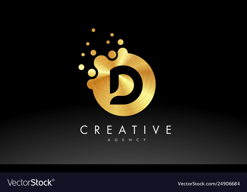 Gold metal letter d logo design