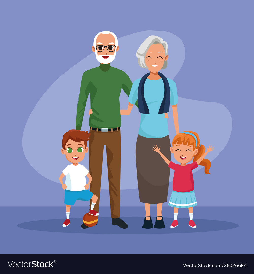 Grandparents and grandsons kids cartoons Vector Image