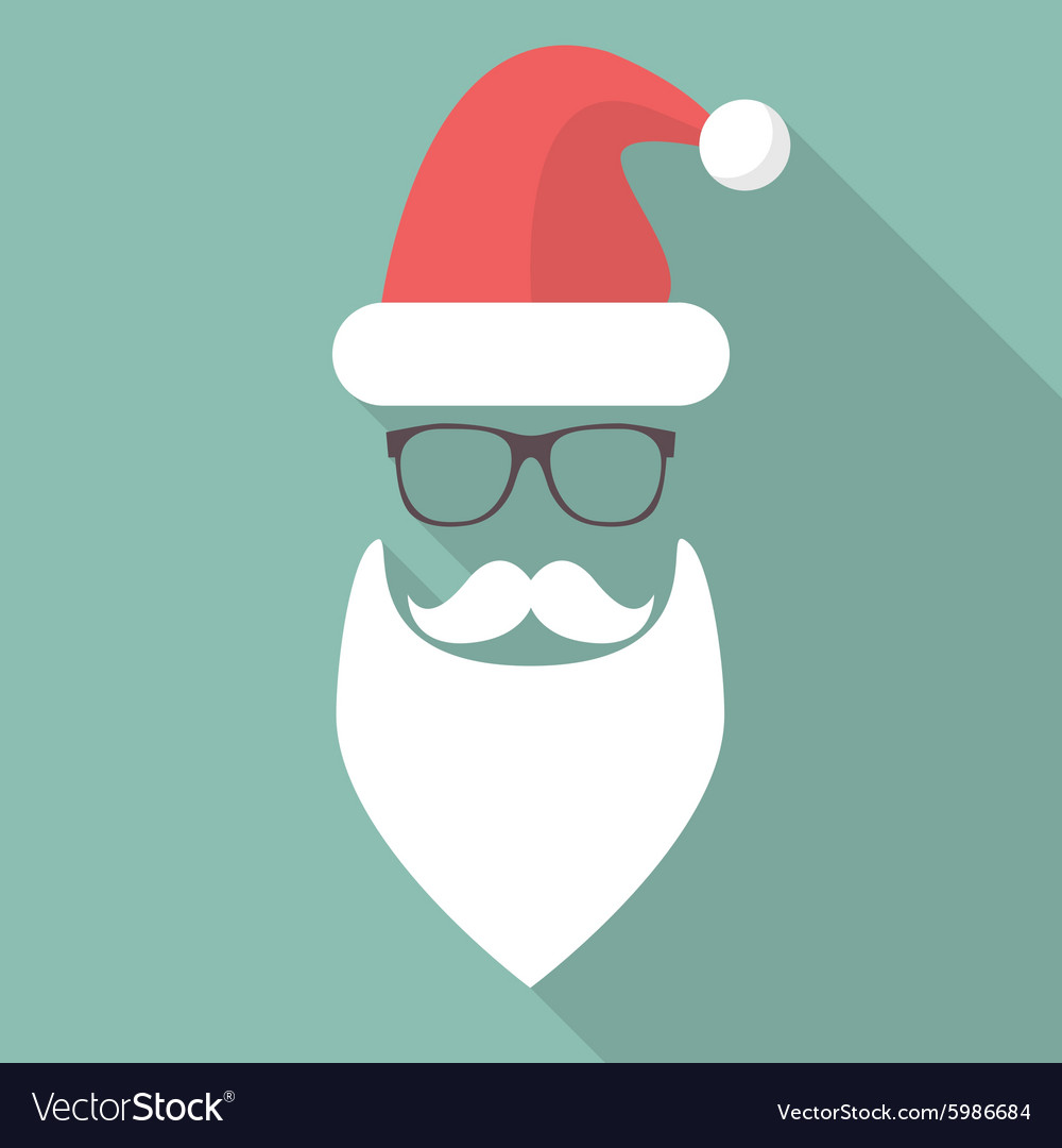 Hat beard mustache and glasses of santa