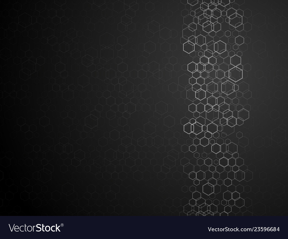 Hexagonal outline abstract dark background