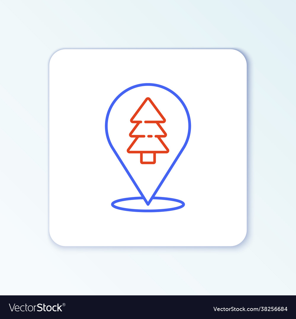 Line location forest on a map icon isolated