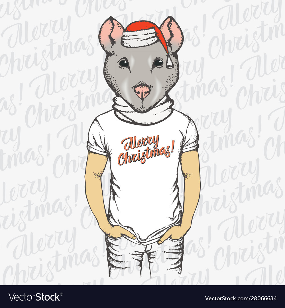 Merry Christmas Mouse Head