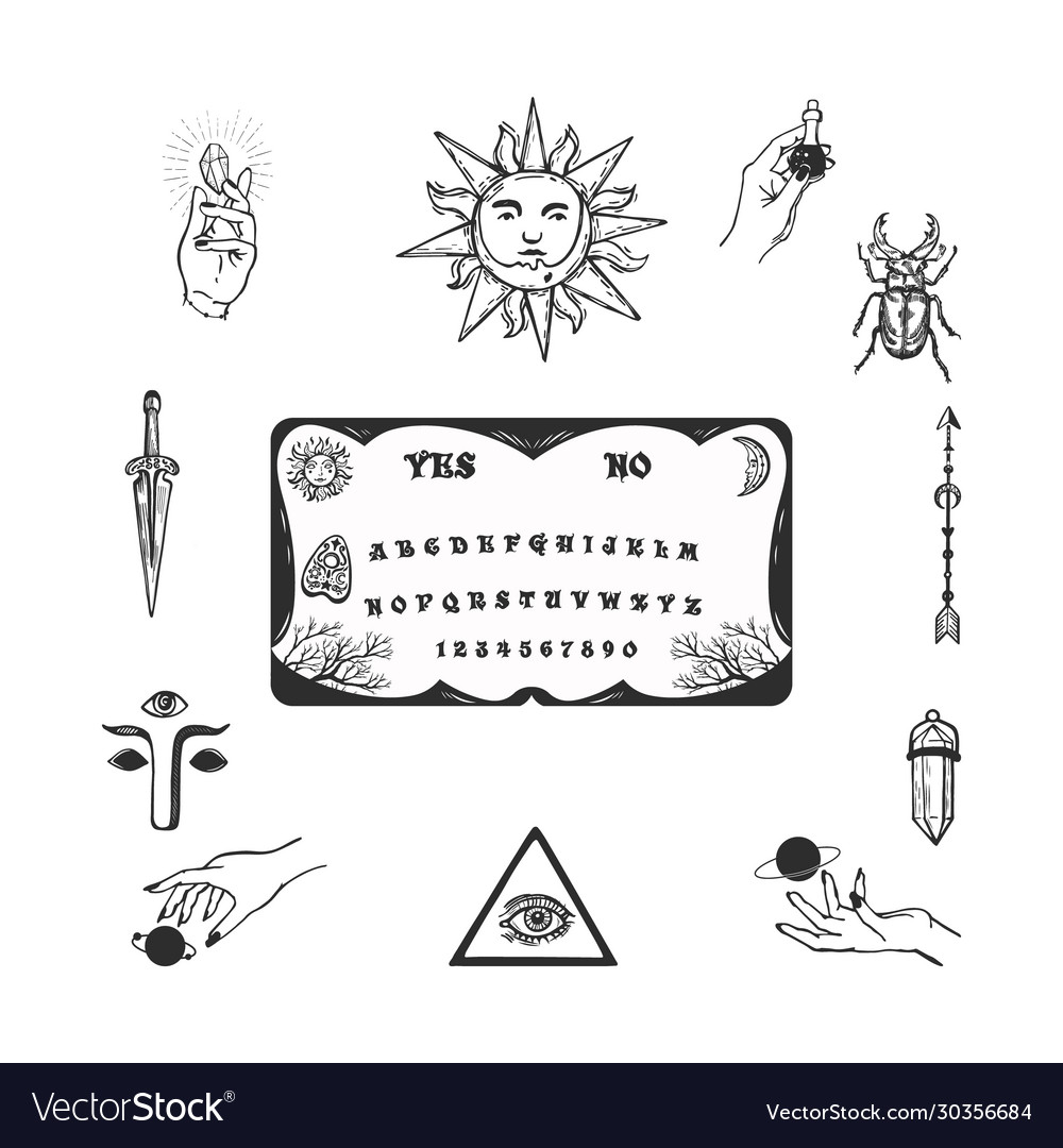 Occult symbols element collection vector image Occult symbols element collection