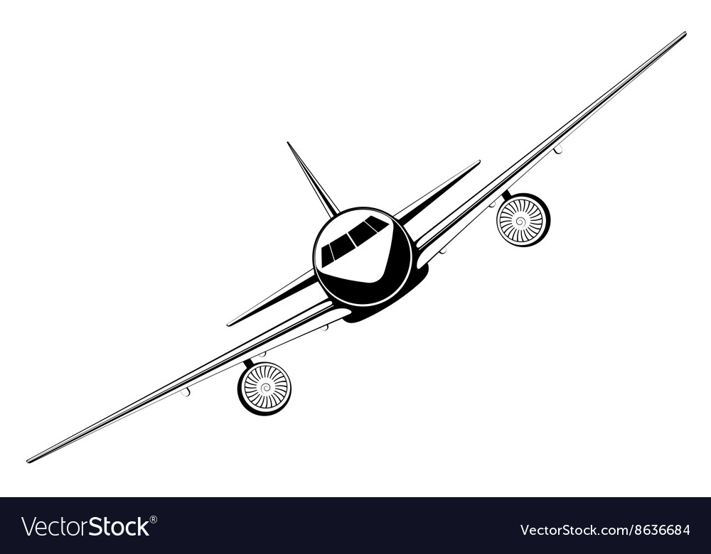 Outline jet passenger aircraft Royalty Free Vector Image