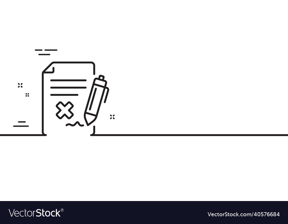 Reject file line icon decline document sign vector image Reject file line icon decline document sign
