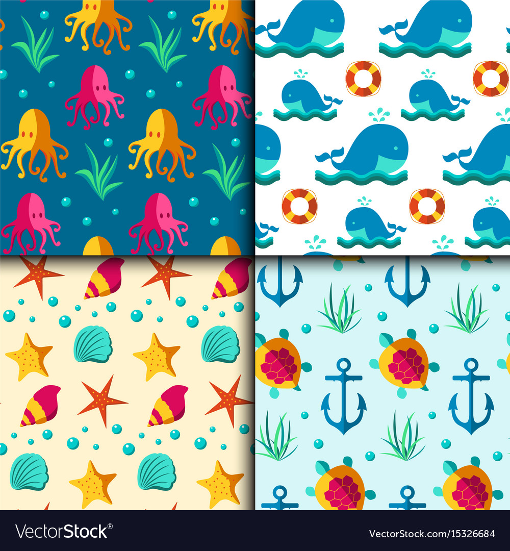 Seamless patterns with nautical elements