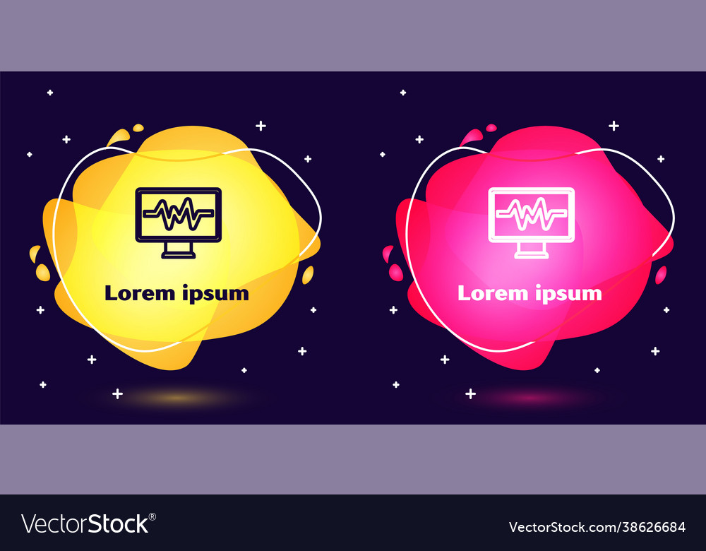 Set line computer monitor with cardiogram icon Vector Image Set line computer monitor with cardiogram icon